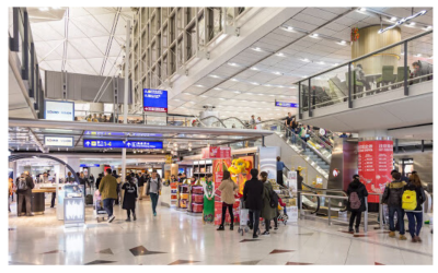Cleaning Robots and Disinfectant Booths at Hong Kong International Airport
